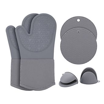 Oven Mitts and Pot Holders Sets of 6, Heat Resistant Kitchen Non-slip Oven Gloves Set 10.9x7.1 inch