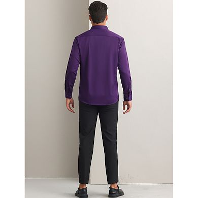 2 Packs Men's Dress Shirts Solid Long Sleeve Formal Business Button Down Shirts with Pockets