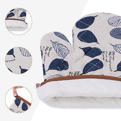 Oven Mitts and Pot Holders Sets 4Pcs, Kitchen Heat Resistant Oven Mitt and Pot Holder 10.6x6.7 inch