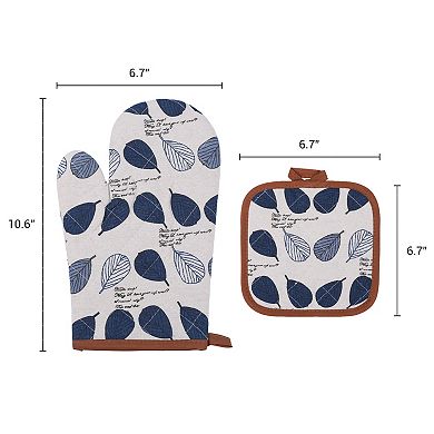 Oven Mitts and Pot Holders Sets 4Pcs, Kitchen Heat Resistant Oven Mitt and Pot Holder 10.6x6.7 inch