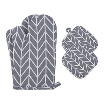 Oven Mitts and Pot Holders Sets 4Pcs, Kitchen Heat Resistant Oven Mitt and Pot Holder 10.6x6.7 inch