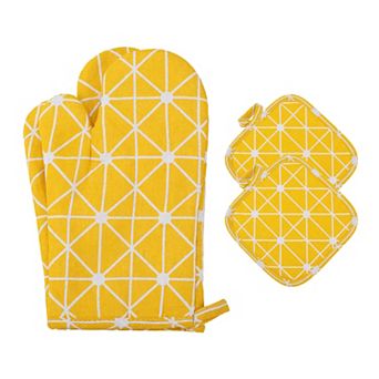 Oven Mitts and Pot Holders Sets 4Pcs, Kitchen Heat Resistant Oven Mitt and Pot Holder 10.6x6.7 inch