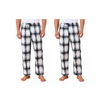 2 Packs Men's Elastic Waist Drawstring Casual Plaid Sleep Pajamas Pants with Side Pockets