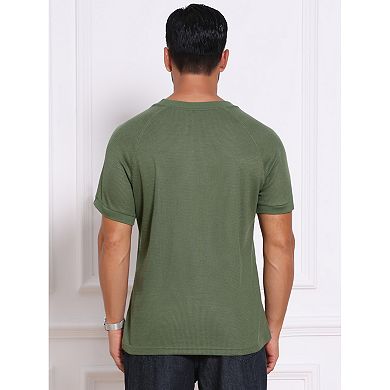 Men's Waffle Fabric T-Shirts Classic Crew Neck Raglan Short Sleeves T-Shirt