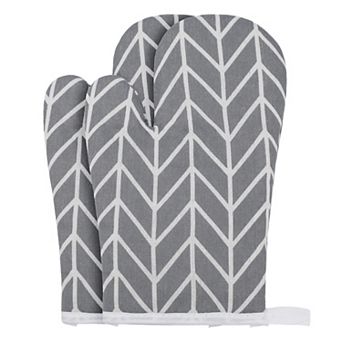 Soft Oven Mitts, Heat-Resistant Cooking Gloves, Thick Cotton Lining Set of 2, 10.6x6.7 inch