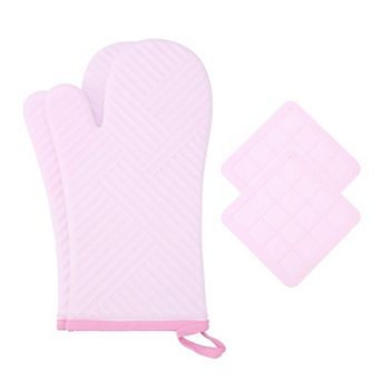 Oven Mitts and Pot Holders Sets of 4, Heat Resistant Oven Gloves Set w Non-slip Surface 13x7.5 inch
