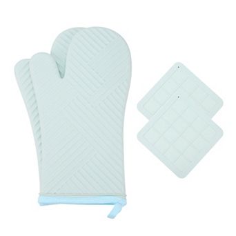 Oven Mitts and Pot Holders Sets of 4, Heat Resistant Oven Gloves Set w Non-slip Surface 13x7.5 inch