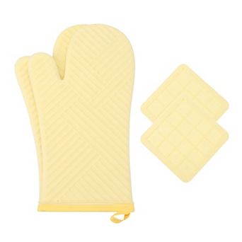Oven Mitts and Pot Holders Sets of 4, Heat Resistant Oven Gloves Set w Non-slip Surface 13x7.5 inch