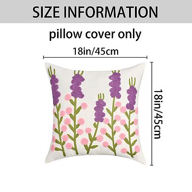 2 Packs Boho Decorative Throw Pillow Covers Embroidery Flowers Square Pillows for Sofa 18x18 Inch