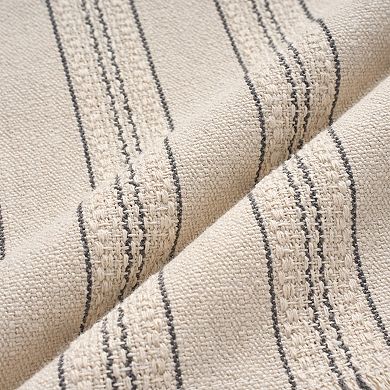 2Pcs Striped Decorative Throw Pillow Covers with Tassel Edge Modern Neutral Pillowcases 18x18 Inch