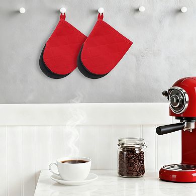 2Pcs Soft Cotton Oven Mitts, Heat Resistant Cooking Gloves, Gripping for Baking 7.9x5.7 inch