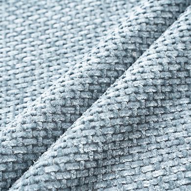 Pack of 2 Chenille Solid Decorative Throw Pillow Covers Check Soft Cushion Case Modern 18x18 Inch