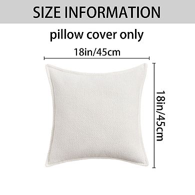 Pack of 2 Chenille Solid Decorative Throw Pillow Covers Check Soft Cushion Case Modern 18x18 Inch