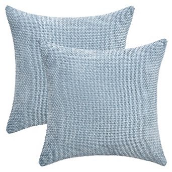 Pack of 2 Chenille Solid Decorative Throw Pillow Covers Check Soft Cushion Case Modern 18x18 Inch