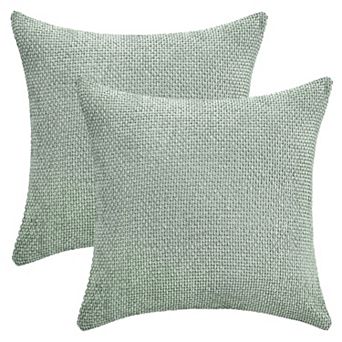 Pack of 2 Chenille Solid Decorative Throw Pillow Covers Check Soft Cushion Case Modern 18x18 Inch