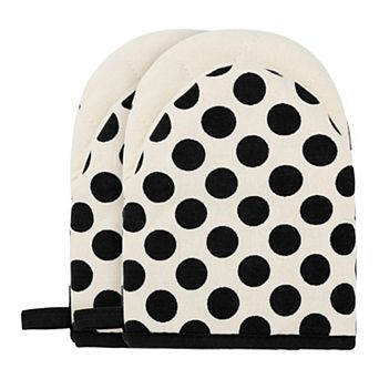 Soft Cotton Oven Mitts, Heat Resistant Cooking Gloves Set of 2, Flexible Gripping 7.1x5.5 inch