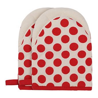 Soft Cotton Oven Mitts, Heat Resistant Cooking Gloves Set of 2, Flexible Gripping 7.1x5.5 inch