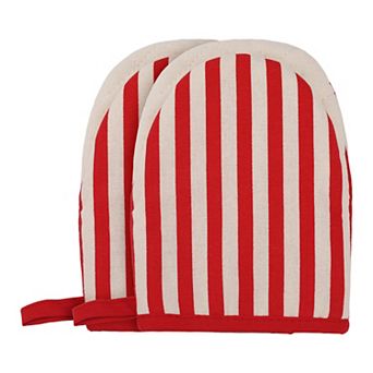 Soft Cotton Oven Mitts, Heat Resistant Cooking Gloves Set of 2, Flexible Gripping 7.1x5.5 inch