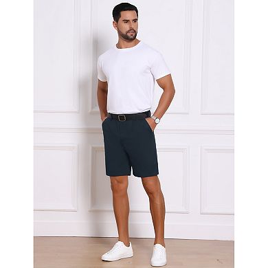 Men's Above Knee Short Pants with Pockets Mid Waisted Formal Shorts