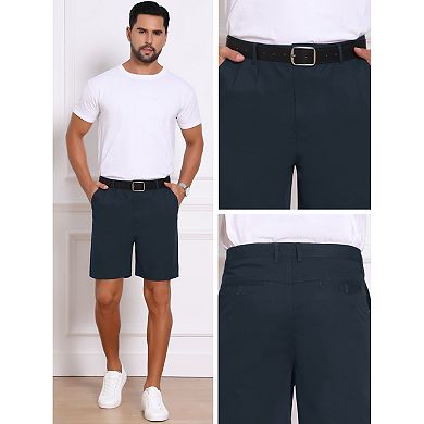 Men's Above Knee Short Pants with Pockets Mid Waisted Formal Shorts