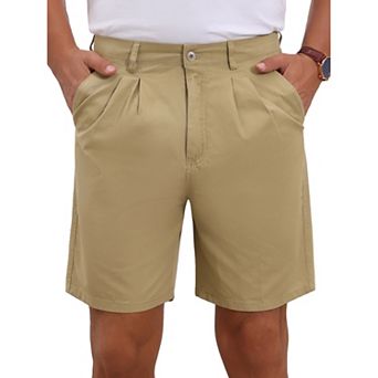 Men's Above Knee Short Pants with Pockets Mid Waisted Formal Shorts