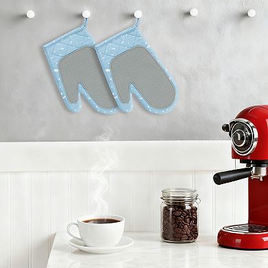 Soft Oven Mitts, Heat-Resistant Cooking Glove, Thick Cotton Lining, 2Pcs Kitchen Mitts 10.6x5.9 inch