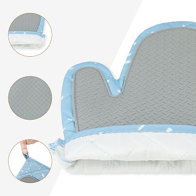 Soft Oven Mitts, Heat-Resistant Cooking Glove, Thick Cotton Lining, 2Pcs Kitchen Mitts 10.6x5.9 inch