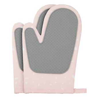 Soft Oven Mitts, Heat-Resistant Cooking Glove, Thick Cotton Lining, 2 pc Kitchen Mitts 10.6x5.9 inch