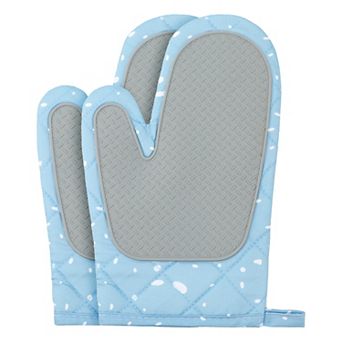 Soft Oven Mitts, Heat-Resistant Cooking Glove, Thick Cotton Lining, 2 pc Kitchen Mitts 10.6x5.9 inch