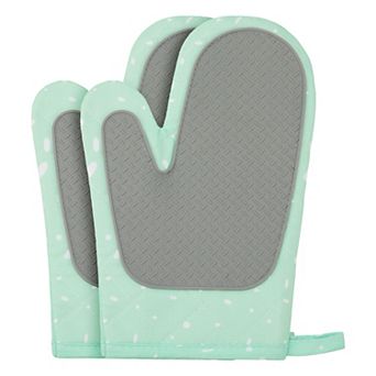 Soft Oven Mitts, Heat-Resistant Cooking Glove, Thick Cotton Lining, 2 pc Kitchen Mitts 10.6x5.9 inch
