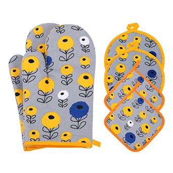 Oven Mitts and Pot Holders Sets of 6, Kitchen Heat Resistant Oven Gloves and Pot Holders 11x7.1 inch
