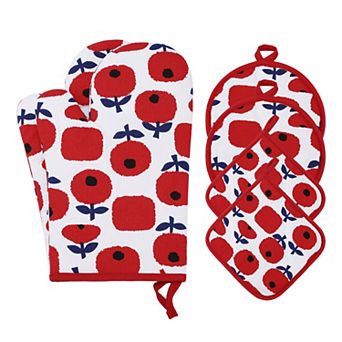 Oven Mitts and Pot Holders Sets of 6, Kitchen Heat Resistant Oven Gloves and Pot Holders 11x7.1 inch