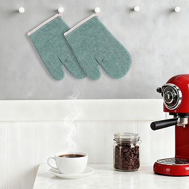 2Pcs Soft Oven Mitts, Heat-Resistant Cooking Gloves, Thick Lining, Gripping for Baking 10.2x7.5 inch