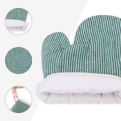 2Pcs Soft Oven Mitts, Heat-Resistant Cooking Gloves, Thick Lining, Gripping for Baking 10.2x7.5 inch