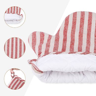 Soft Oven Mitts, Heat-Resistant Cooking Gloves, Thick Lining, Flexible Gripping 2Pcs 10.6x6.7 inch