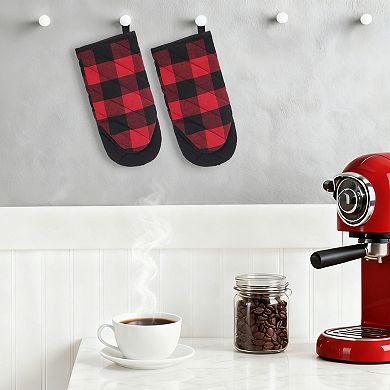 Set of 2 Soft Oven Mitts, Heat Resistant Cooking Gloves, Thick Lining Kitchen Mitts 11.4x5.9 inch