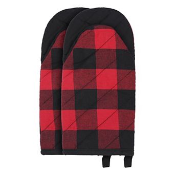 Set of 2 Soft Oven Mitts, Heat Resistant Cooking Gloves, Thick Lining Kitchen Mitts 11.4x5.9 inch