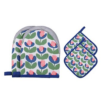 Oven Mitts and Pot Holders Sets of 4, Heat Resistant Kitchen Oven Glove and Pot Holder 7.1x5.5 inch