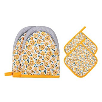 Oven Mitts and Pot Holders Sets of 4, Heat Resistant Kitchen Oven Glove and Pot Holder 7.1x5.5 inch