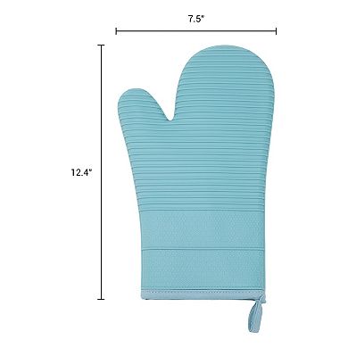 2Pcs Soft Silicone Oven Mitts, Heat Resistant and Waterproof Cooking Gloves 12.4x7.5 inch