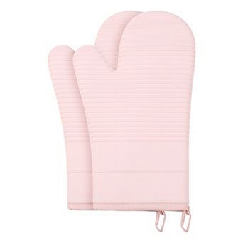 2 pc Soft Silicone Oven Mitts, Heat Resistant and Waterproof Cooking Gloves 12.4x7.5 inch
