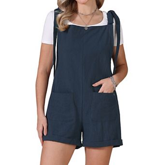 Summer Jumpsuit for Women Tie Strap Casual Sleeveless Romper Overall Jumpsuits Shorts with Pockets