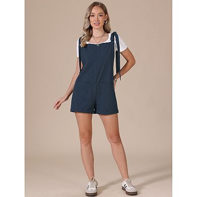 Summer Jumpsuit for Women Tie Strap Casual Sleeveless Romper Overall Jumpsuits Shorts with Pockets