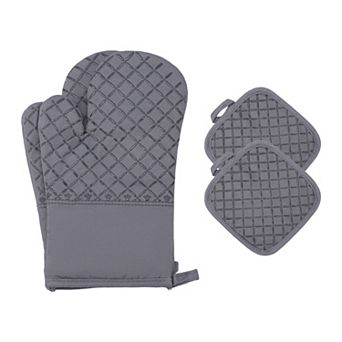 4 pc Oven Mitts and Pot Holders Set, Heat-Resistant Cooking Glove for Baking, Grilling 11.8x6.7 inch