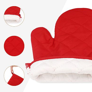 2Pcs Soft Oven Mitts, Heat Resistant Cooking Gloves, Thick Lining for Baking, Grilling 10.6x6.7 inch