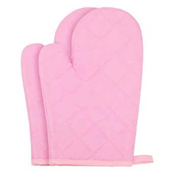 2 pc Soft Oven Mitts, Heat Resistant Cooking Gloves, Thick Lining for Baking, Grilling 10.6x6.7 inch