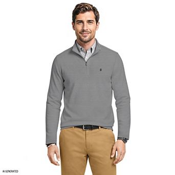 Men's IZOD Long Sleeve Feeder Stripe Quarter Zip Pullover