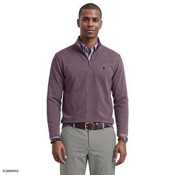 Men's IZOD Long Sleeve Feeder Stripe Quarter Zip Pullover