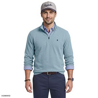 Men's IZOD Long Sleeve Feeder Stripe Quarter Zip Pullover