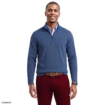 Men's IZOD Long Sleeve Feeder Stripe Quarter Zip Pullover